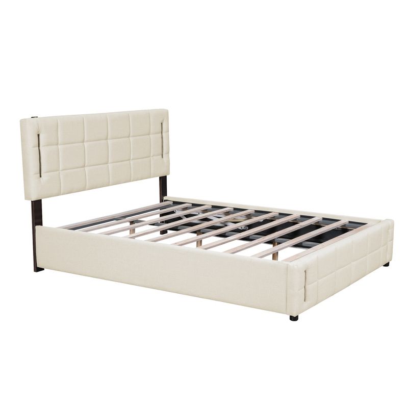 Full/Queen Size Upholstered Bed with Hydraulic Storage System and LED Light - ModernLuxe, 5 of 10