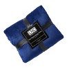 Poly Fleece - Oversized Plush Woven Polyester Faux Shearling Fleece Solid Color Throw - Breathable by Hastings Home (Midnight and White) - 2 of 4