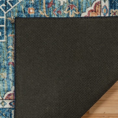 Gertmenian Blue Multi Traditional Medallion Washable Area Rug 5' x 7'