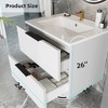 Lyngins 24" Floating Wall-Mounted Bathroom Vanity with Ceramic Sink, Modern Bathroom Fluted Vanity with Storage Cabinet – 2 Large Drawers, Matt White - 4 of 4
