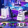 Aheaplus 70.8 Flip L-Shaped Computer Desk With RGB LED Light and Computer Stand Desk, Home Office Desk with Drawers - 2 of 4