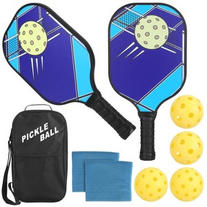 iMountek"Pickleball Set with 2 Fiberglass Paddles, 4 Balls, Carry Bag, Towels, Ergonomic Grip for All Levels"Black - 1 of 4