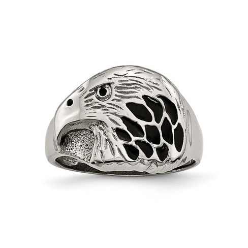 Black Bow Jewelry Men's 15mm Stainless Steel Black Enamel Eagle Tapered Ring - image 1 of 4