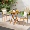 Tangkula Patio Teak Wood Dining Table 27.5" Round Side Table w/ Slatted Tabletop - 4 of 4