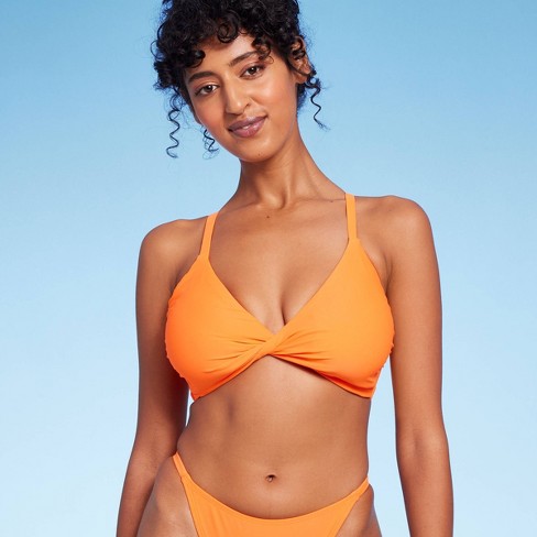 Women's Twist-front Bralette Bikini Top - Wild Fable™ Orange D/dd Cup :  Target
