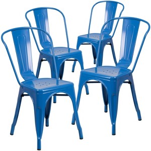 Emma and Oliver Commercial Grade 4 Pack Metal Indoor-Outdoor Stackable Chair - 1 of 4