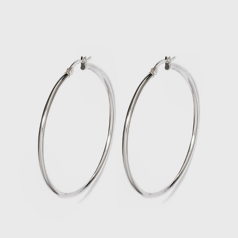 Silver Long Circle Earrings