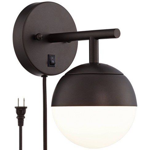 360 Lighting Modern Wall Lamp Bronze Plug In Light Fixture Frosted Glass Globe Shade For Bedroom Bedside Living Room Reading Target