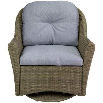 Northlight 34" Gray Resin Wicker Deep Seated Glider Chair with Gray Cushions