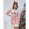 Women's Ugly Christmas Sweater Long Sleeve Round Neck Slim Mini Dress - 3 of 4