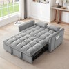 MAYEERTY 55.1 inch 3 in 1 Convertible Sofa Bed, Modern Velvet Double Sofa Futon Sofa Bed with Adjustable Back Light Gray for Bedroom - 3 of 4