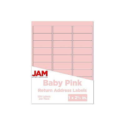 JAM Paper Laser/Inkjet Address Label 1" x 2 5/8" Baby Pink 30 Labels/Sheet 4 Sheets/Pack (4052895)