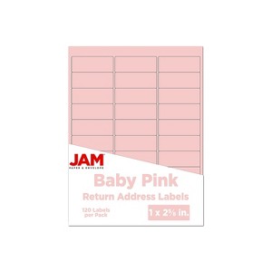 JAM Paper Laser/Inkjet Address Label 1" x 2 5/8" Baby Pink 30 Labels/Sheet 4 Sheets/Pack (4052895) - 1 of 4