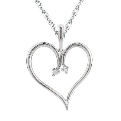 Pompeii3 Heart Diamond Pendant & Chain 10 Karat White Gold 1