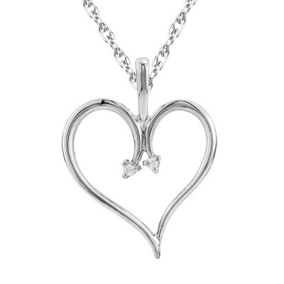 Pompeii3 Heart Diamond Pendant & Chain 10 Karat White Gold 1"Tall