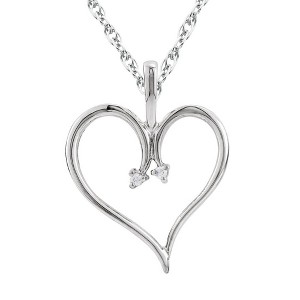 Pompeii3 Heart Diamond Pendant & Chain 10 Karat White Gold 1"Tall - 1 of 4