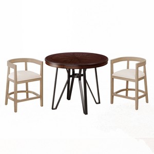 Christopher Knight Home Julian 3pc Upholstered Wood and Metal Bar Set Nature - 1 of 4
