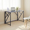 Lirago Tempered Black Glass Computer Desk with Metal Frame Space-Saving Laptop Table for Home Office Study Gaming 21.65"Wx43.3"Lx29.9"H - 3 of 4