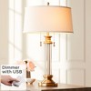 Vienna Full Spectrum Traditional Table Lamp with USB Charging Port 30" Tall Antique Brass 2-Light Drum Shade for Living Room Bedroom House - 2 of 4