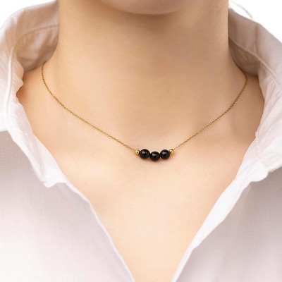 925 Sterling Silver Choker Necklace, Handmade with 3 Birthstone Beads for Women