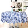 70" Dia Round Vinyl Water Oil Resistant Printed Tablecloths Blue Daisy - PiccoCasa - 2 of 4