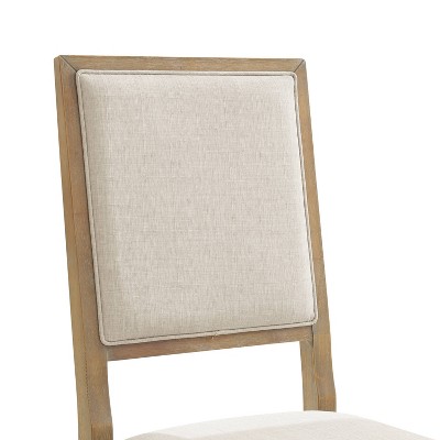 Joanna Cream Linen and Light Wood Rustic Dining Chair Set