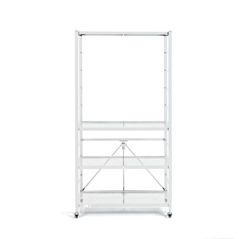 Origami R2 Series Folding Portable Heavy Duty Durable Powder Coated Steel Storage Rack with 10 Adjustable Shelves and Wheels, White, 2 of 7