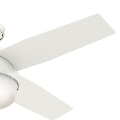 44" White Low Profile Ceiling Fan with LED Light and Remote