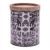 Metal Patterned Canister with Natural Wood Lid (Set of 3) - 2 of 4