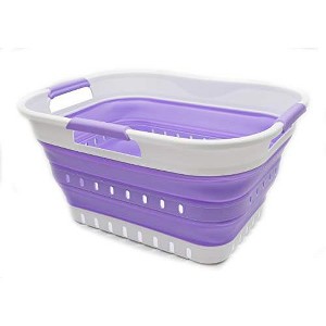 SAMMART 19L (5 Gallon) Collapsible Mini Plastic Laundry Basket with 3 Handles - 1 of 4