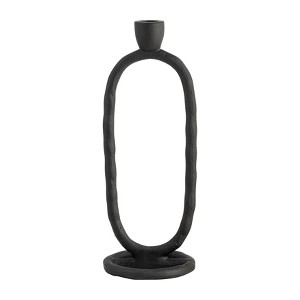 Sagebrook Home 11" Oval Ring Taper Candle Holder - Contemporary Black Abstract Metal Candle Display for Home or Office Decor - Wedding Event Candle - 1 of 4