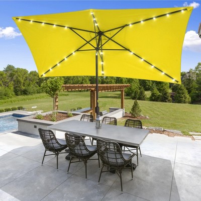 Sonkuki 10x6.5 ft LED Rectangular Patio Market Umbrella 3-Year-Non-Fading