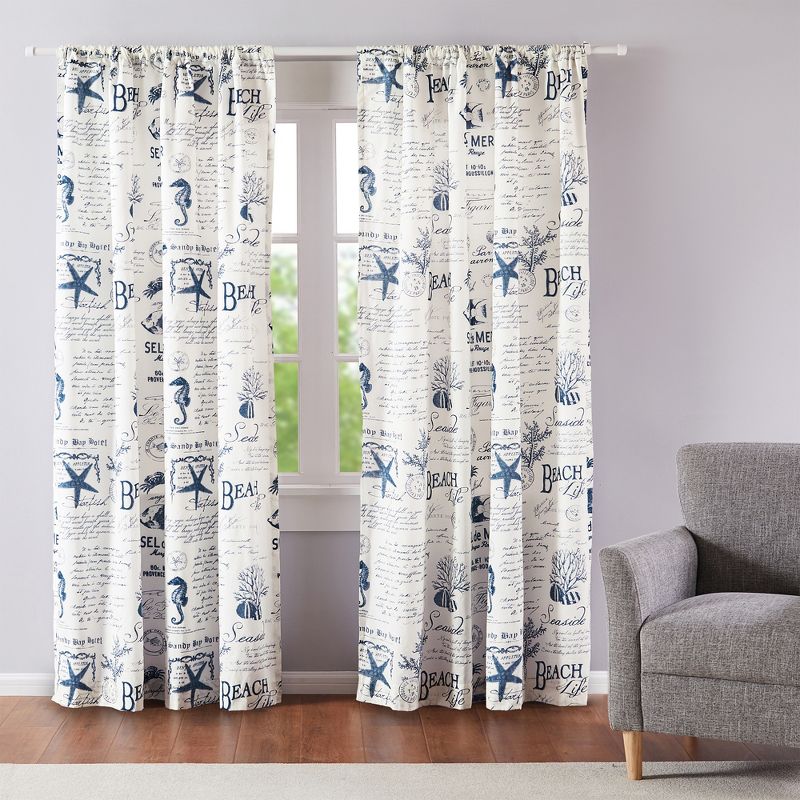 Beach Life Lined Curtain Panel with Rod Pocket - Levtex Home, 1 of 4