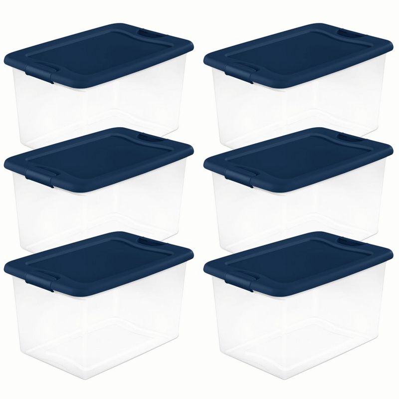Sterilite Latching Hinged See-Through Plastic Stacking Storage Container Tote with Recessed Lids for Home Organization, 1 of 8