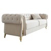 89" Wide Embroidered Velvet Sofa, Chesterfield Design with Gold Metal Trim, 750lb Weight Capacity, Includes 2 Cushions and 2 Decorative Pillows - 3 of 4