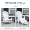 Folding Adirondack Chair with Pull Out Ottoman, Outdoor Fir Wood Fire Pit Chair with Footrest, Porch Fanback Lounge for Patio, Poolside Lawn Garden - 4 of 4