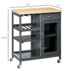 NicBex Mobile Kitchen Island Cart Morden Kitchen Carts on Wheels with Storage, 2-Tier Cabinet, 3 Open Shelves and Drawer for Kitchen - 2 of 4