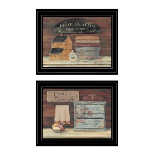 "Hot Bath / Clean Towels 2(17X14) Collection" 2-Piece Vignette By Pam Britton, Black Frame - 1 of 1