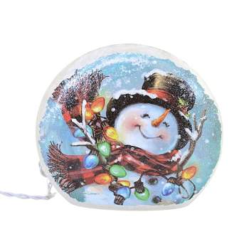 Stony Creek 6.25 In Delightful Snowman Sm Round Orb Christmas Electric Pre-Lit Novelty Sculpture Lights