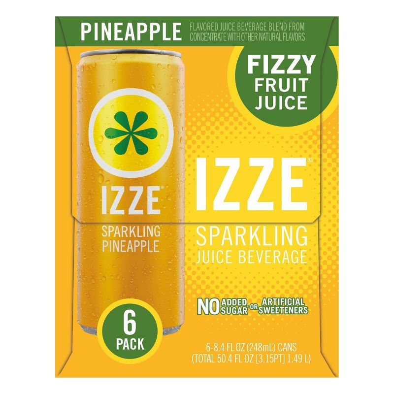 IZZE Pineapple Sparkling Juice - 6pk/8.4 fl oz Cans, 4 of 5
