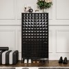 FUFU&GAGA Contemporary Black Shoe Cabinet with Geometric Pattern and Flip - out Shelves - 3 of 4