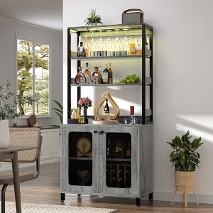 Aheaplus Wine Bar Cabinet with LED Light and Power Strip - 1 of 4