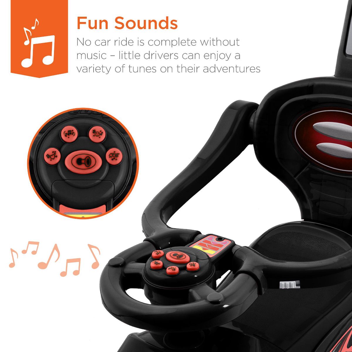Best Choice Products 3-in-1 Kids Push and Pedal Toddler Ride On Wagon Play Toy Stroller w/ Sounds, Handle, Horn - Red - thumbnail 5