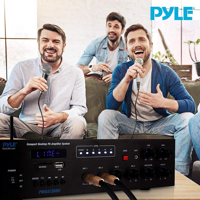 Pyle Bluetooth Compact PA Speaker & Microphone Receiver Address Karaoke Entertainment TV MusicAmplifier System, 3 of 7