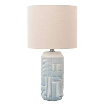 21.5" Patterned Ceramic Table Lamp Blue/Cream - Decor Therapy