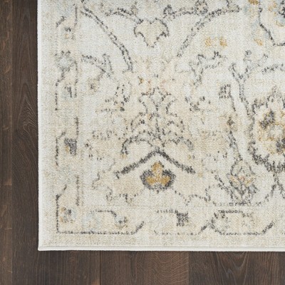 Gray Floral Synthetic Rectangular 4' x 6' Area Rug