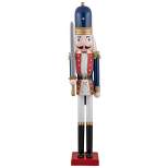 Northlight 48.25" Blue and White Christmas Nutcracker Soldier with Sword