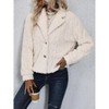 Women's Coat Fuzzy Textured Button Down Lapel Coat Cozy Short Jacket - 2 of 3