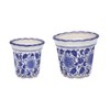 Sagebrook Home 2pc Fluted Chinoiserie Ceramic Planter Pot Set: Hand-Painted, Rust-Resistant, No Drainage Hole - 3 of 4