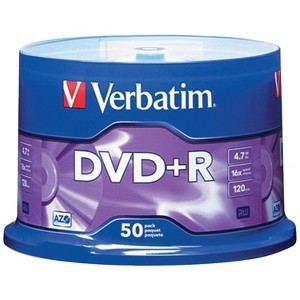 Verbatim® AZO 4.7-GB 16x DVD+R Discs on 50-Count Spindle, 95037 in Purple, Size: 50 Pack - 1 of 1